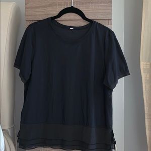 LULULEMON Mesh Ruffle Peplum Short Sleeve